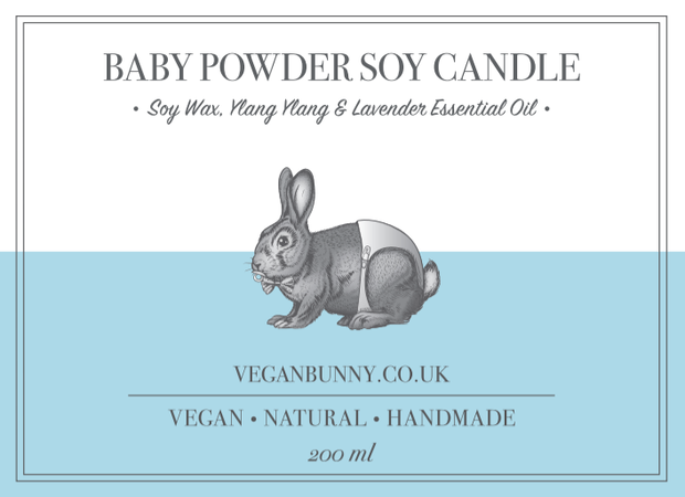 plastic free Soy Candle Vegan Candle Handmade Baby powder scent - ylang Ylang & lavender essential oil